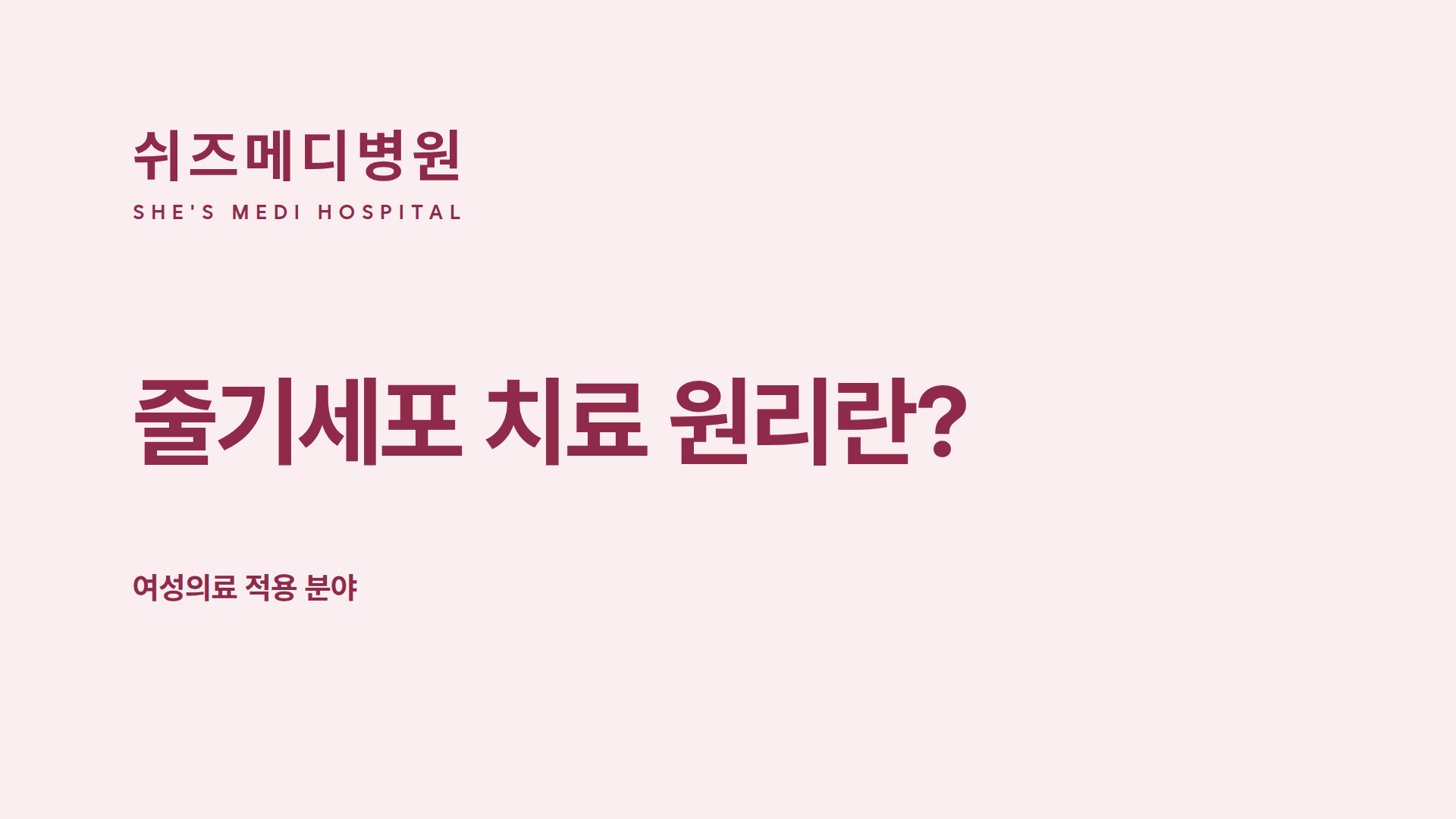 쉬즈메디병원 줄기세포 치료 원리와 여성의료 분야 썸네일